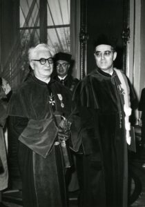 A. Gieysztor jako promotor doktoratu h.c. Uniwersytetu Warszawskiego F. Braudela, 24 IV 1967